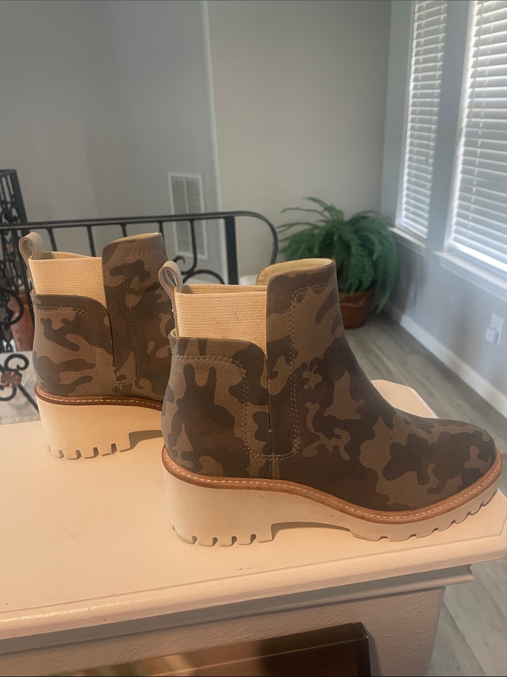 Dolce Vita Camouflage Chelsea Combat Boots in Green, Brown and Tan - Picture 4 of 9